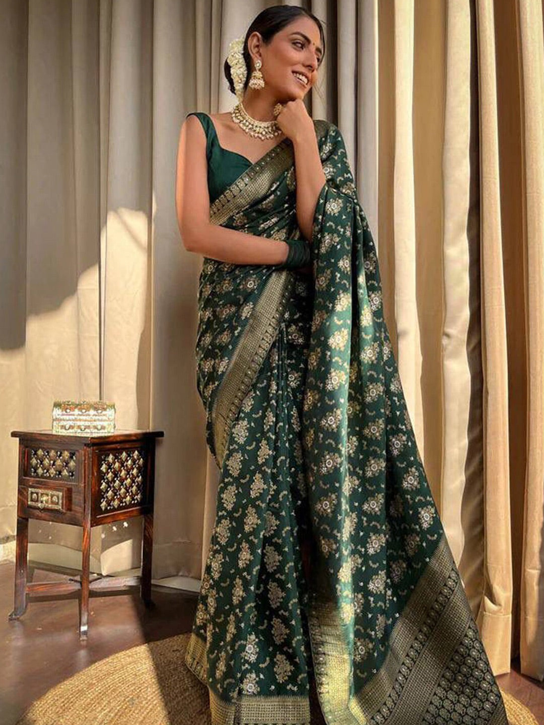 Kalini Floral Woven Design Zari Saree - Distacart