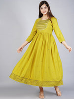 Thumbnail for Kalini Women Mustard Yellow Ethnic Motifs Embroidered Anarkali Kurta - Distacart