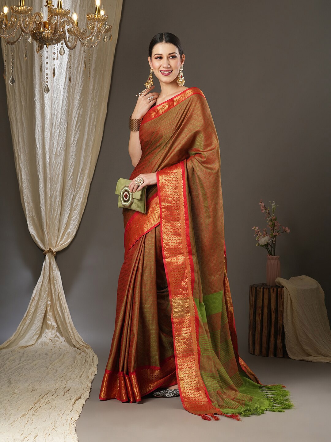 Saree Mall Woven Design Zari Festive Sarees - Distacart