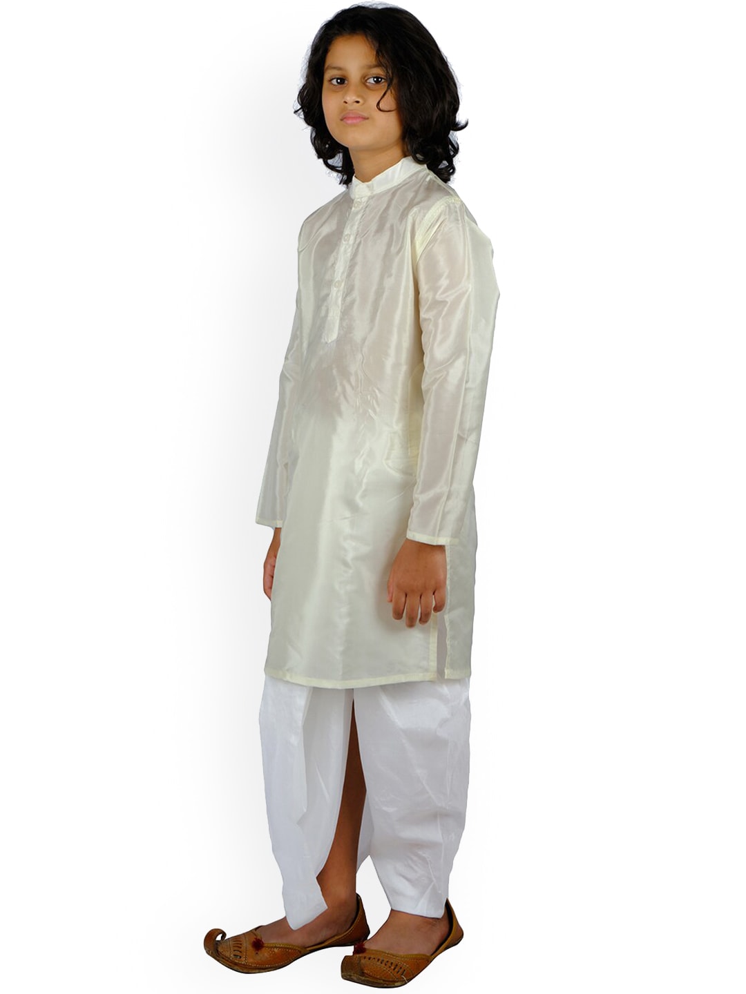 Sethukrishna Boys Cream-Coloured Striped Kurta with Pyjamas - Distacart