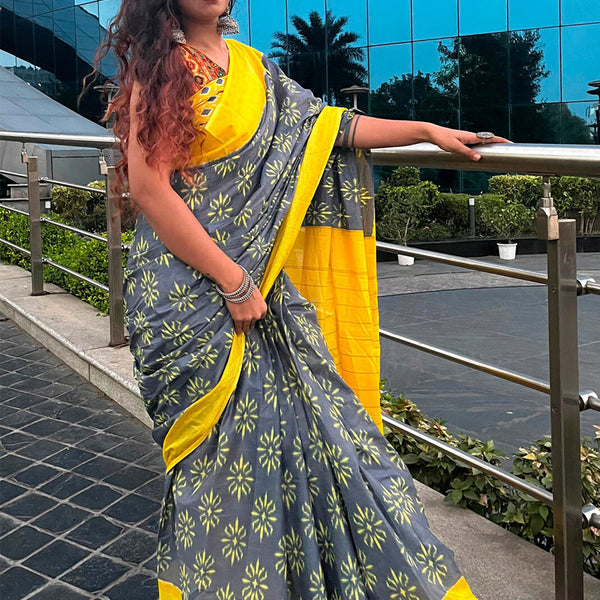 Kalini Ethnic Motifs Printed Pure Cotton Bagh Saree - Distacart