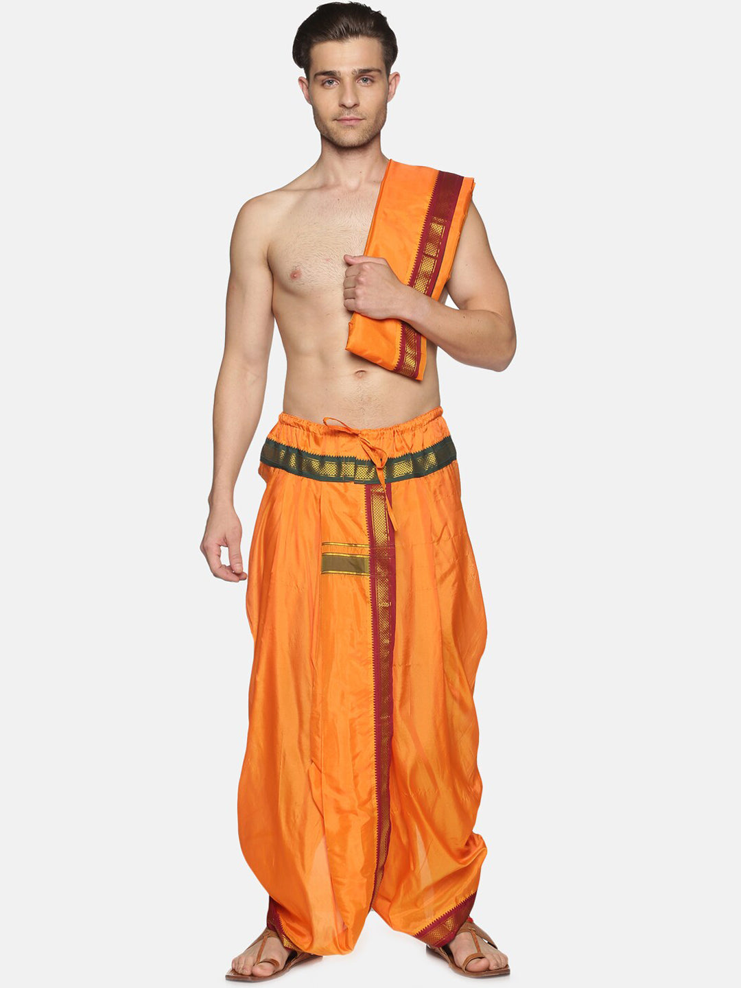 Sethukrishna Men Orange Readymade Dhotis - Distacart