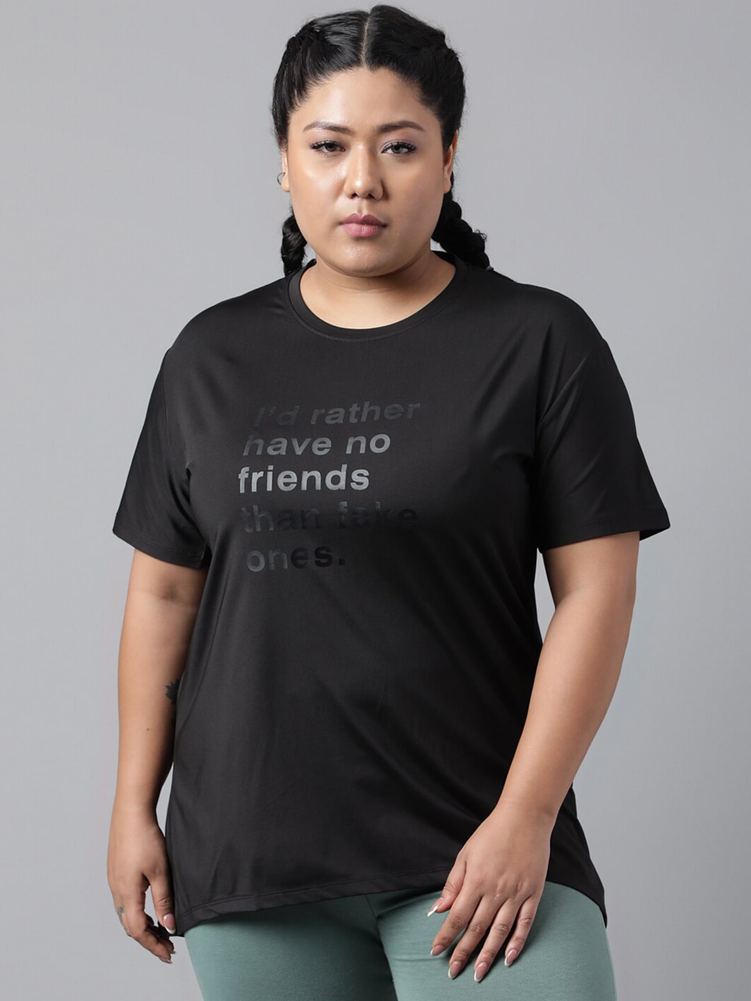 MKH Typography Printed Plus Size Drop Shoulder Sleeves Relaxed Fit Dri-FIT Sports T-shirt - Distacart