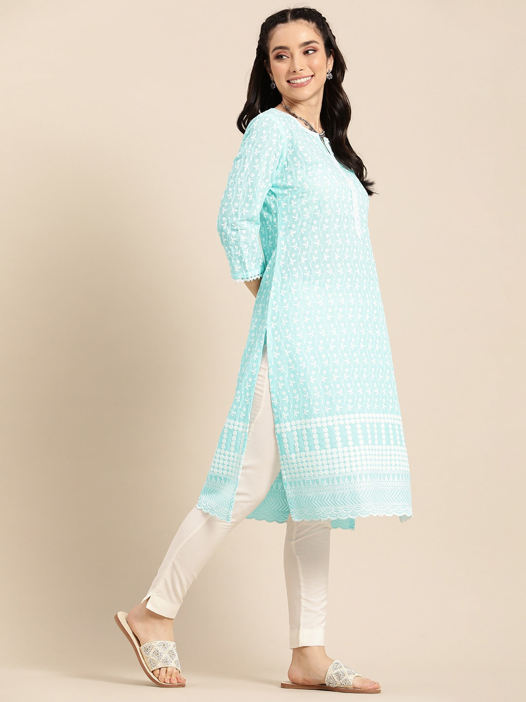 Sangria Women Ethnic Motifs Embroidered Kurta - Distacart