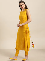 Thumbnail for Sangria Women Yellow Solid Straight Kurta - Distacart