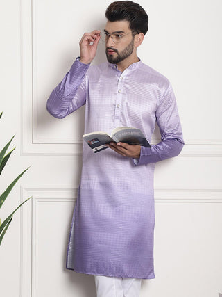Sojanya Woven Design Mandarin Collar Silk Cotton Kurta - Distacart