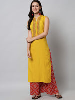 Thumbnail for Kalini Women Yellow Ethnic Motifs Yoke Design Kurta - Distacart