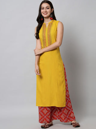 Kalini Women Yellow Ethnic Motifs Yoke Design Kurta - Distacart