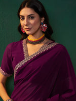 Thumbnail for Sangria Embroidered Bordered Sarees - Distacart