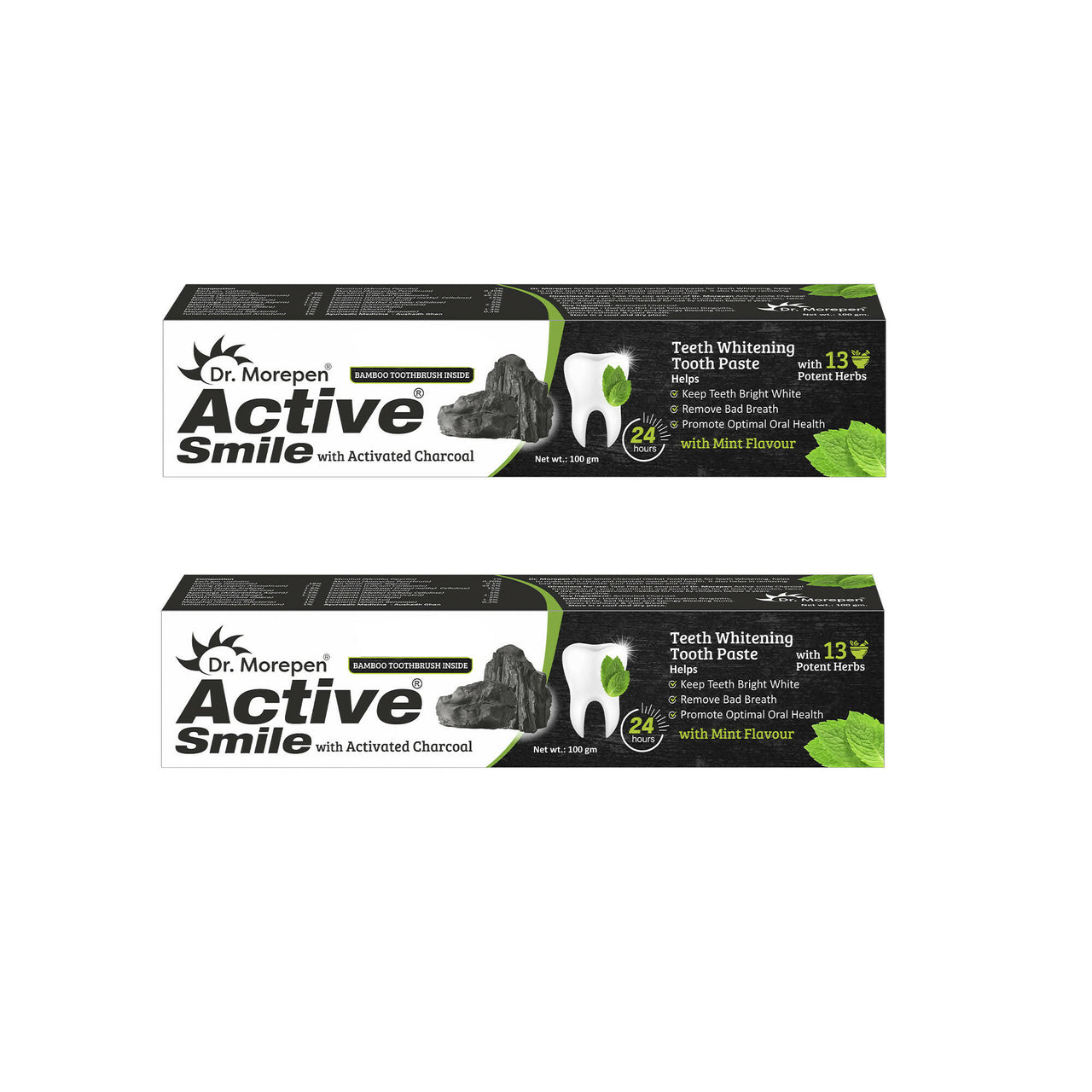 Dr. Morepen Active Smile Charcoal Toothpaste for Teeth Whitening & Bad Breath Removal - Distacart
