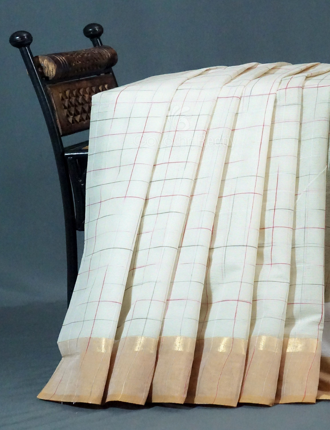 Dual Shade of Milk White And Light Brown Pure Mangalgiri Cotton By Gayathri Reddy Designer Studio - Distacart