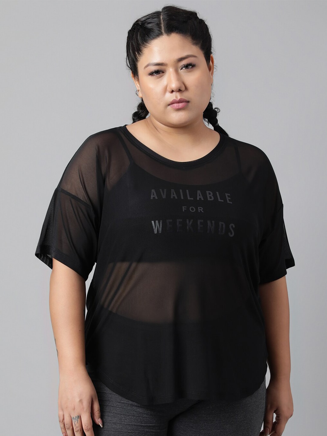 MKH Plus Size Typography Printed Dri-FIT Sports T-shirt - Distacart