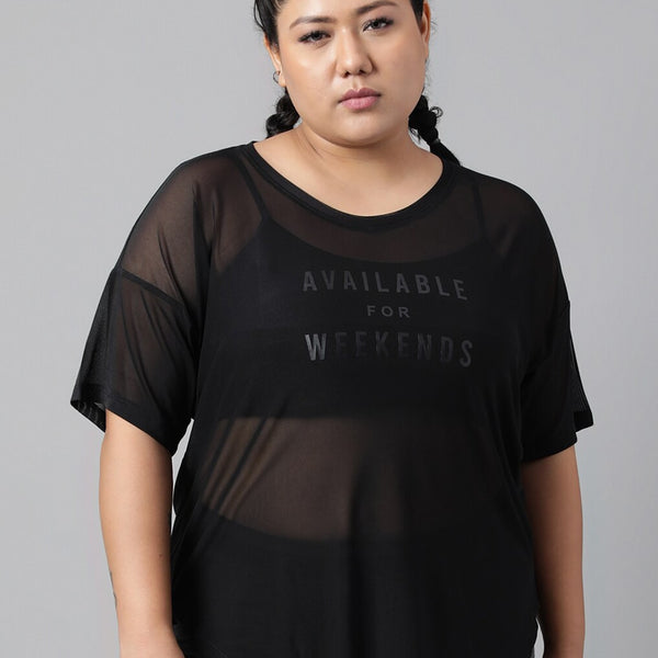 MKH Plus Size Typography Printed Dri-FIT Sports T-shirt - Distacart