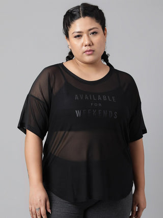 MKH Plus Size Typography Printed Dri-FIT Sports T-shirt - Distacart