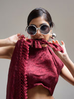 Thumbnail for Tikhi Imli Maroon Woven Design Saree - Distacart