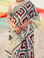 Thumbnail for Kalini Geometric Printed Pure Cotton Saree - Distacart