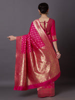 Thumbnail for Mitera Pink & Gold-Toned Silk Blend Woven Design Kanjeevaram Saree - Distacart