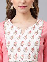 Thumbnail for Khushal K Women Pink Ethnic Motifs Yoke Design Panelled Kurta with Palazzos & With Dupatta - Distacart