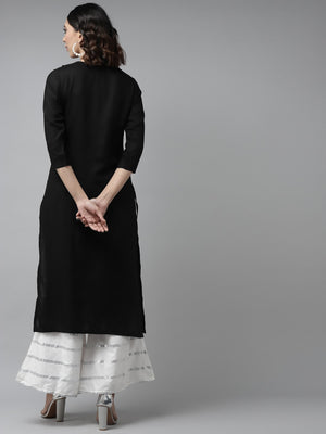 Libas Black Yoke Design Mirror Work Kurta - Distacart