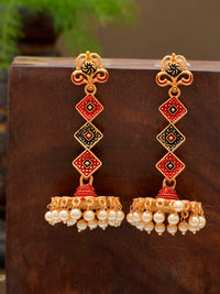 Thumbnail for Shoshaa Gold-Toned Contemporary Jhumka Earrings - Distacart