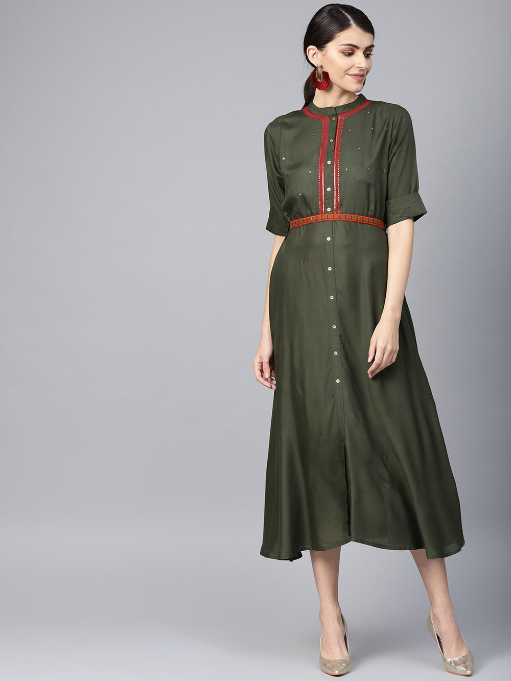 Juniper Women's Cotton Cambric Yellow Printed Embroidered Flared Festive Long Dress - Distacart