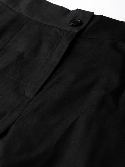 Juniper Women Black Cotton Flex Solid Wide Leg Palazzo - Distacart