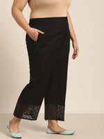 Thumbnail for Juniper Women Black Cotton Flex Solid Wide Leg Palazzo - Distacart