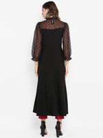 Thumbnail for Janasya Black & Pink Printed A-Line Kurta - Distacart