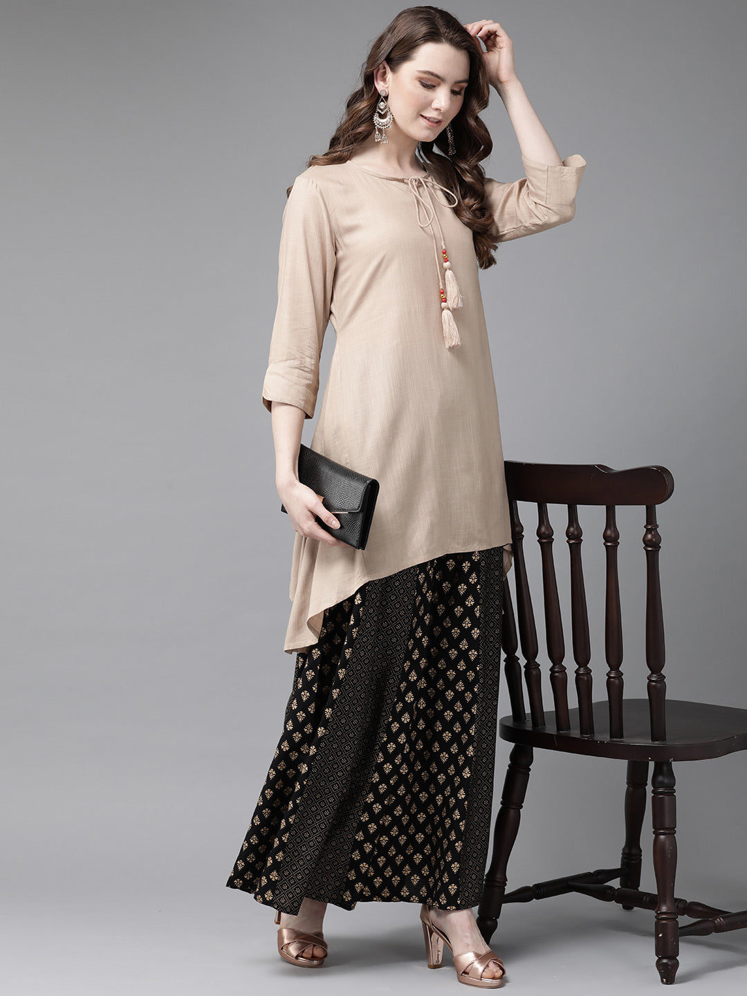 Juniper Womens Beige Rayon Slub Solid Kurta - Distacart