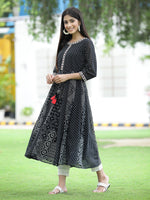 Thumbnail for Juniper Women's Black Georgette Printed Anarkali Kurta - Distacart
