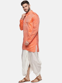 Thumbnail for Sethukrishna Mens Orange Kurta with Dhoti Pants - Distacart