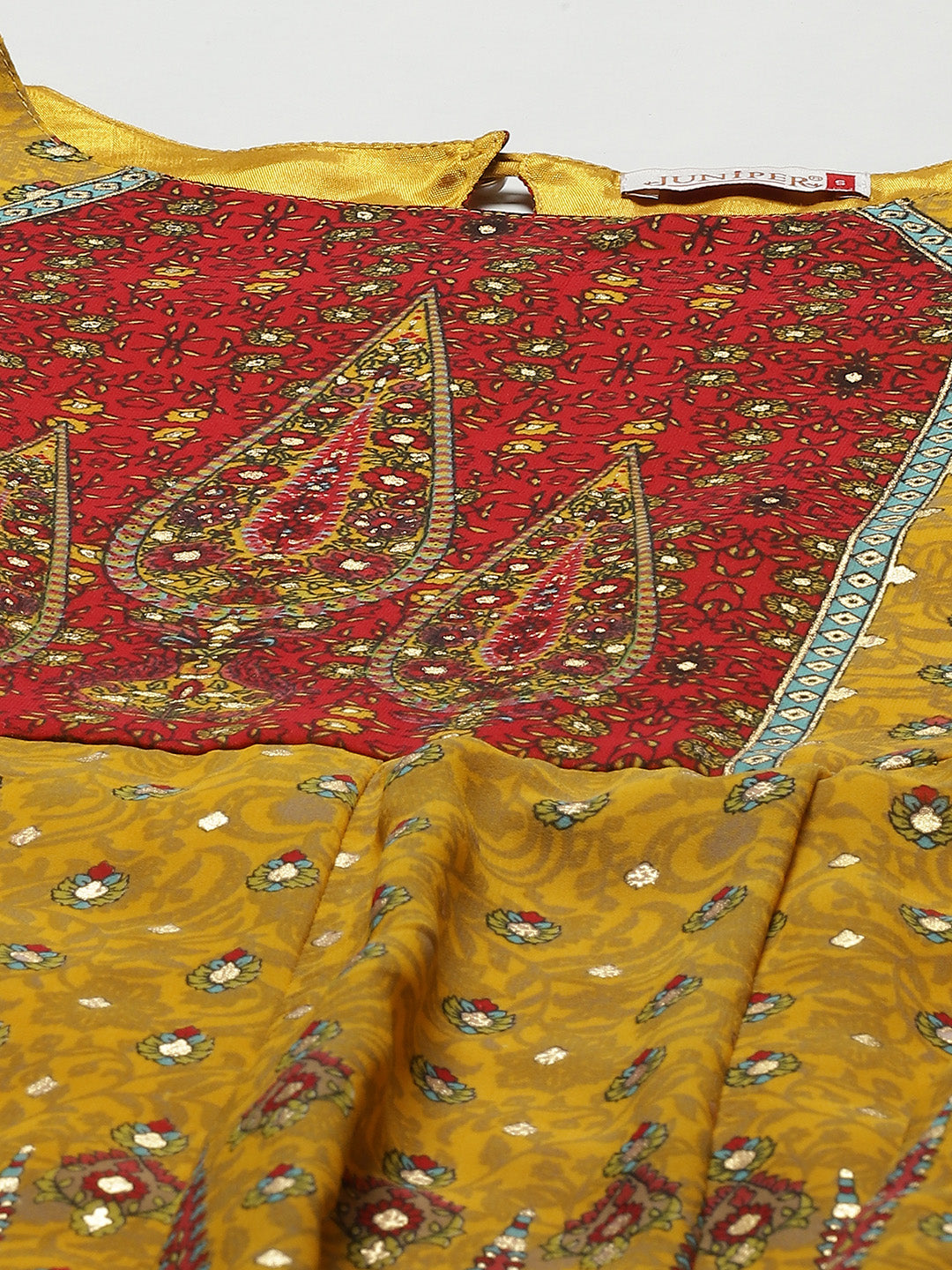 Juniper Women Mustard Georgette Printed Anarkali Dress - Distacart