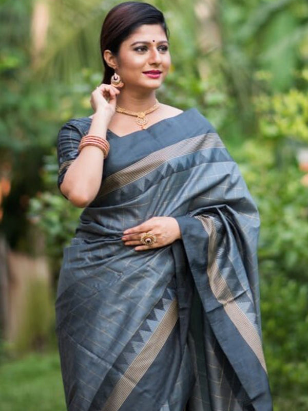 Kalini Checked Woven Design Zari Art Silk Saree - Distacart