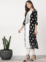 Thumbnail for Sangria Women Black & Off-White Woven Design Straight Kurta - Distacart