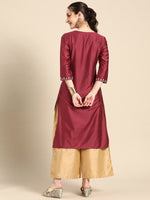 Thumbnail for Sangria Women Floral Embroidered Thread Work Kurta - Distacart