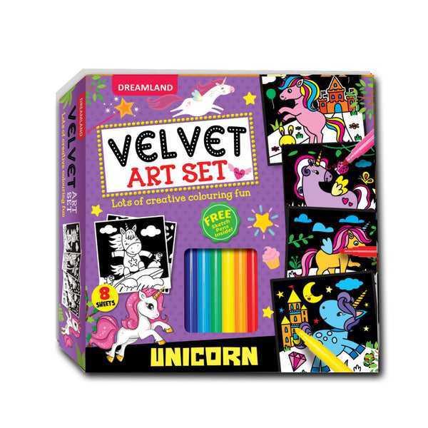 Dreamland Publications Unicorn - Velvet Art Set With 10 Free Sketch Pens - Distacart