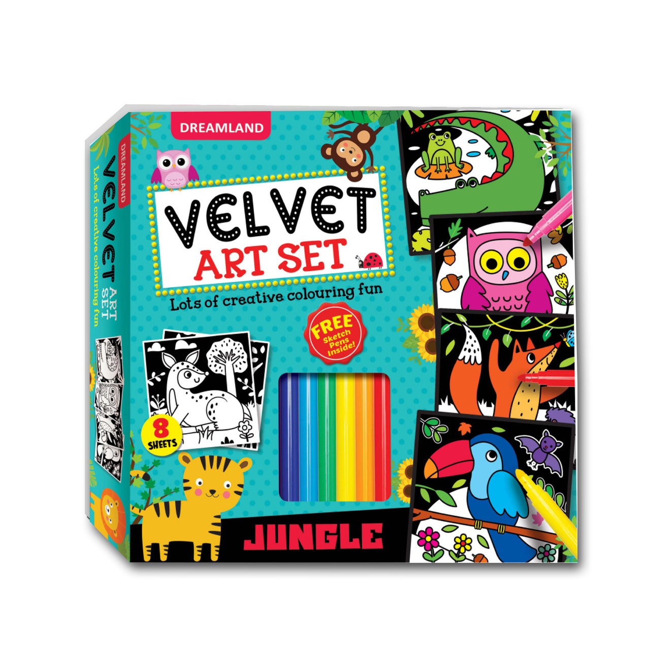 Dreamland Publications Jungle - Velvet Art Set With 10 Free Sketch Pens - Distacart