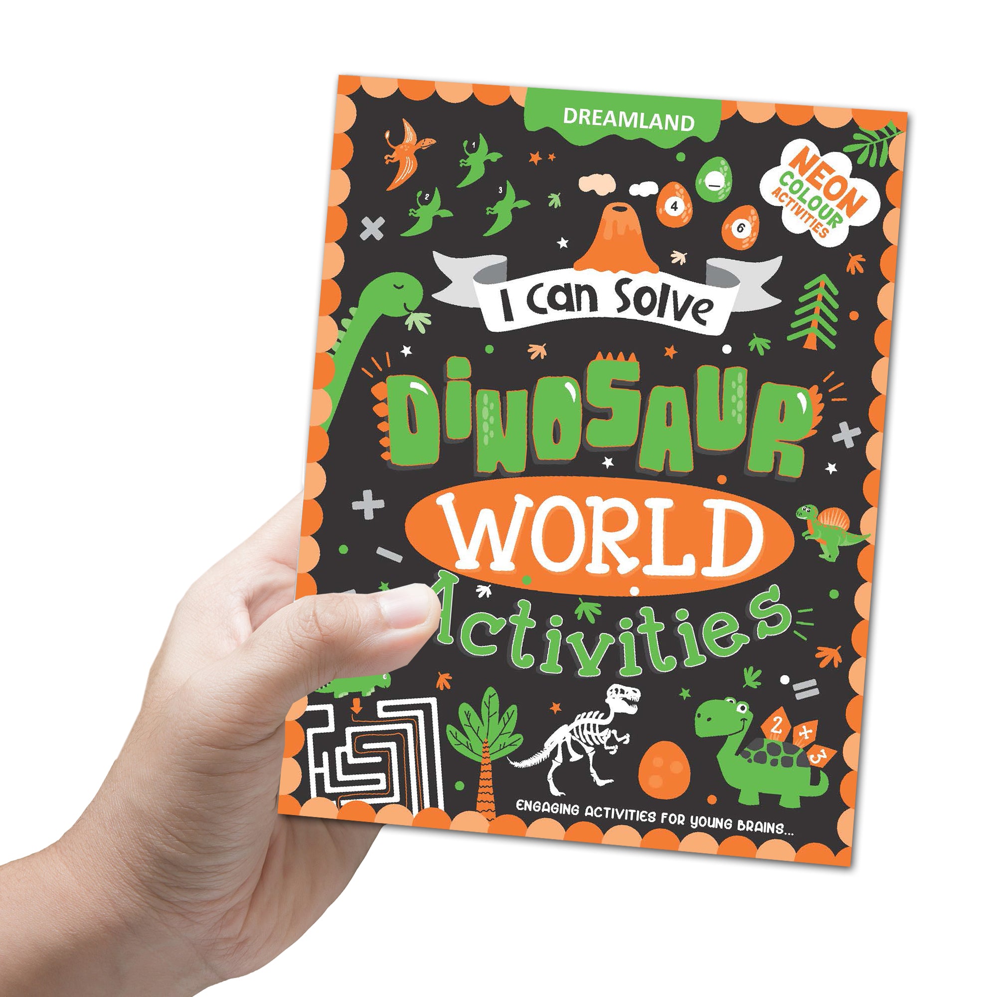 Dreamland Publications Dinosaur World Activities - I Can Solve Activity Book for Kids Age 4- 8 Years | With Colouring Pages, Mazes, Dot-to-Dots - Distacart