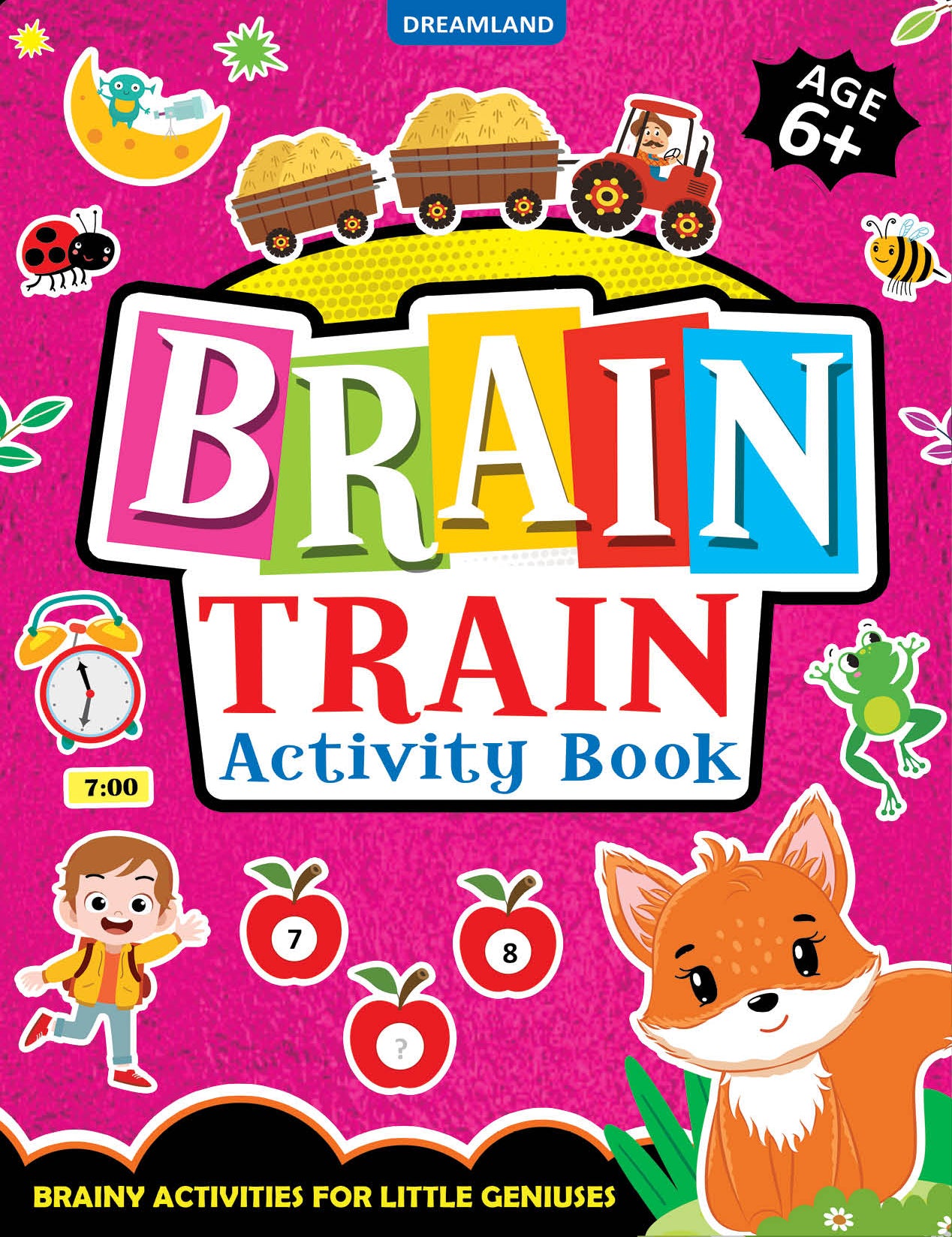 Dreamland Publications Brain Train Activity Book for Kids Age 6+ - With Colouring Pages, Mazes, Puzzles and Word searches Activities - Distacart