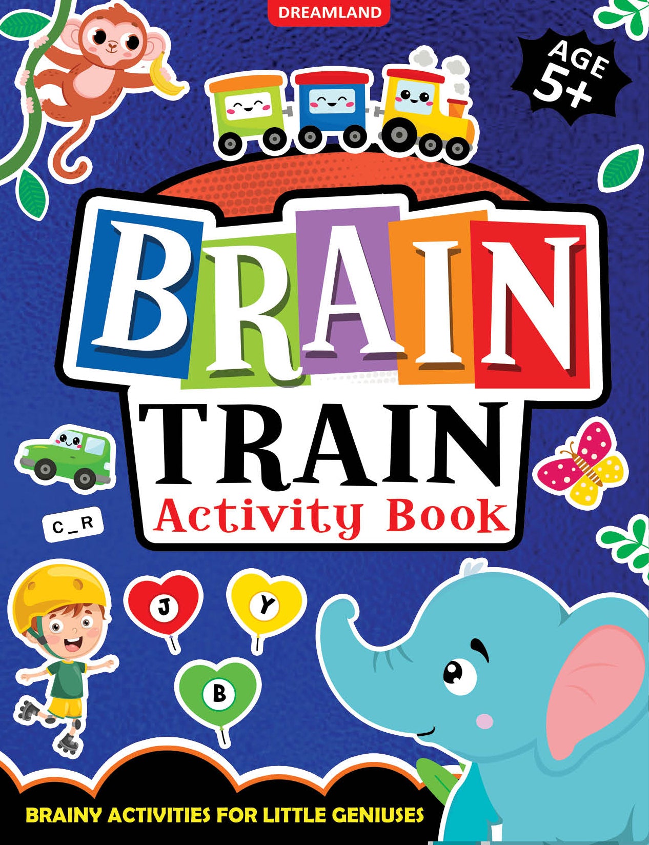 Dreamland Publications Brain Train Activity Book for Kids Age 5+ - With Colouring Pages, Mazes, Puzzles and Word searches Activities - Distacart