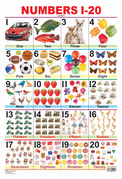 Dreamland Publications Educational Chart for Kids - Numbers 1-20 - Distacart