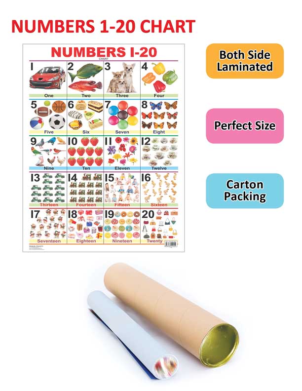 Dreamland Publications Educational Chart for Kids - Numbers 1-20 - Distacart