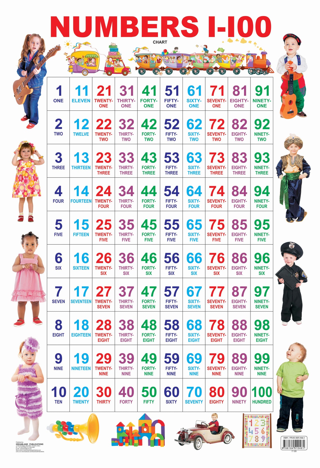 Dreamland Publications Educational Chart for Kids - Numbers 1-100 - Distacart