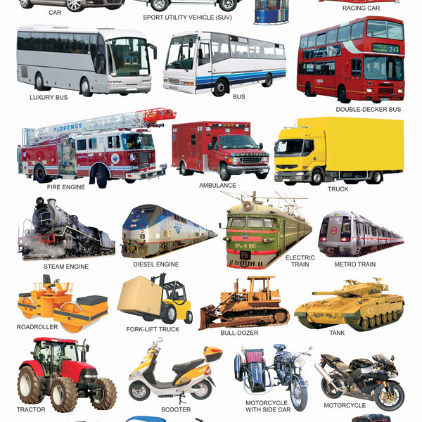 Dreamland Publications Educational Chart for Kids - Vehicles-1 - Distacart