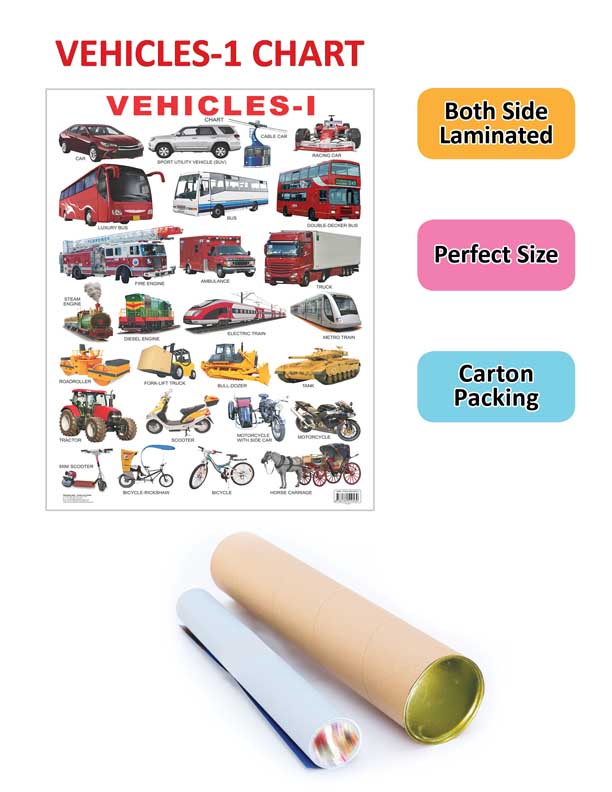 Dreamland Publications Educational Chart for Kids - Vehicles-1 - Distacart
