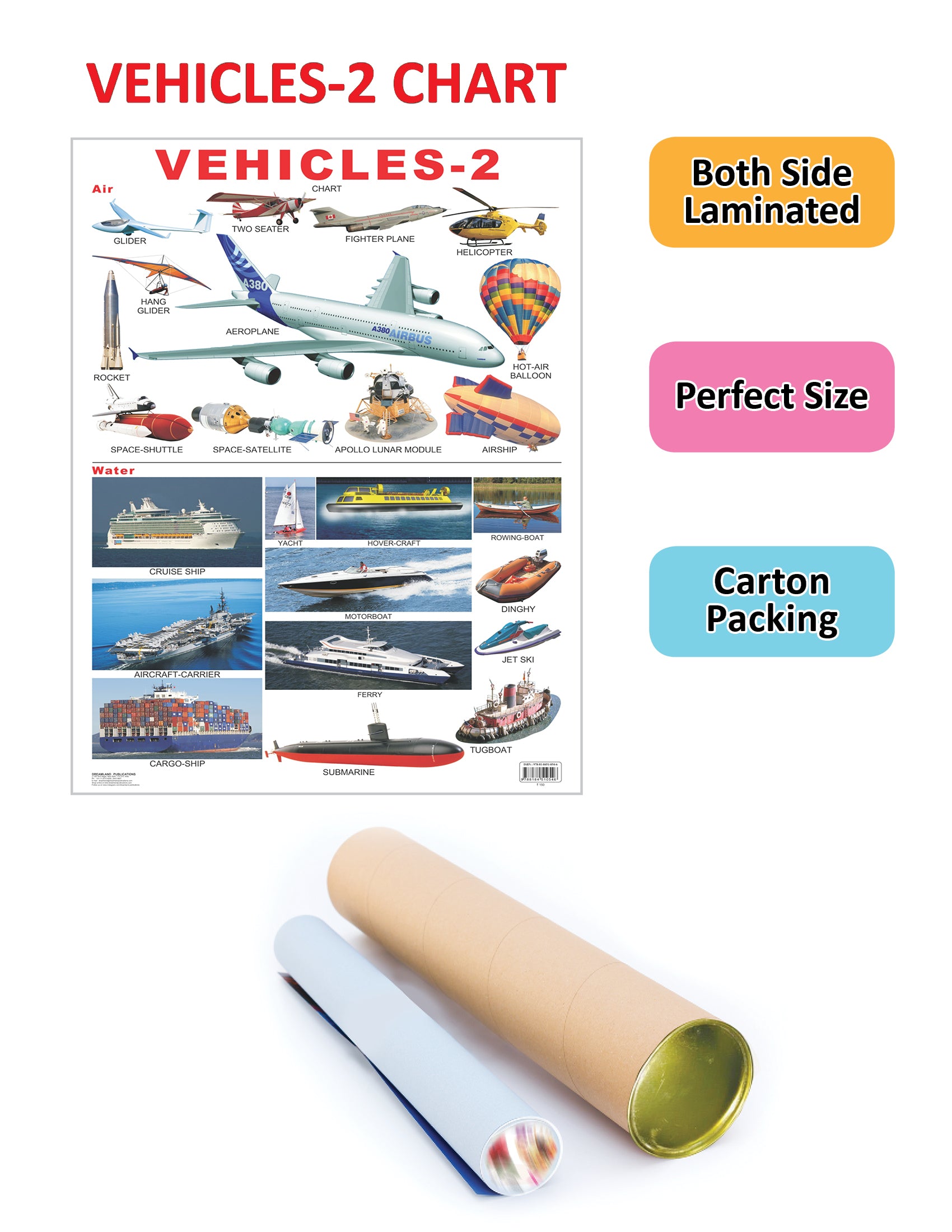 Dreamland Publications Educational Chart for Kids - Vehicles-2 - Distacart