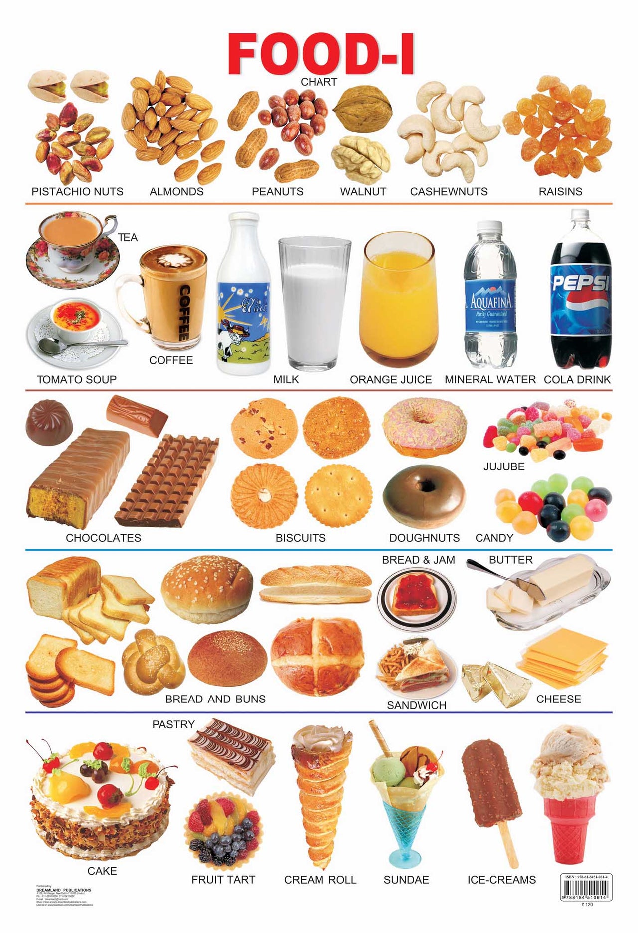 Dreamland Publications Educational Chart for Kids - Food-1 - Distacart