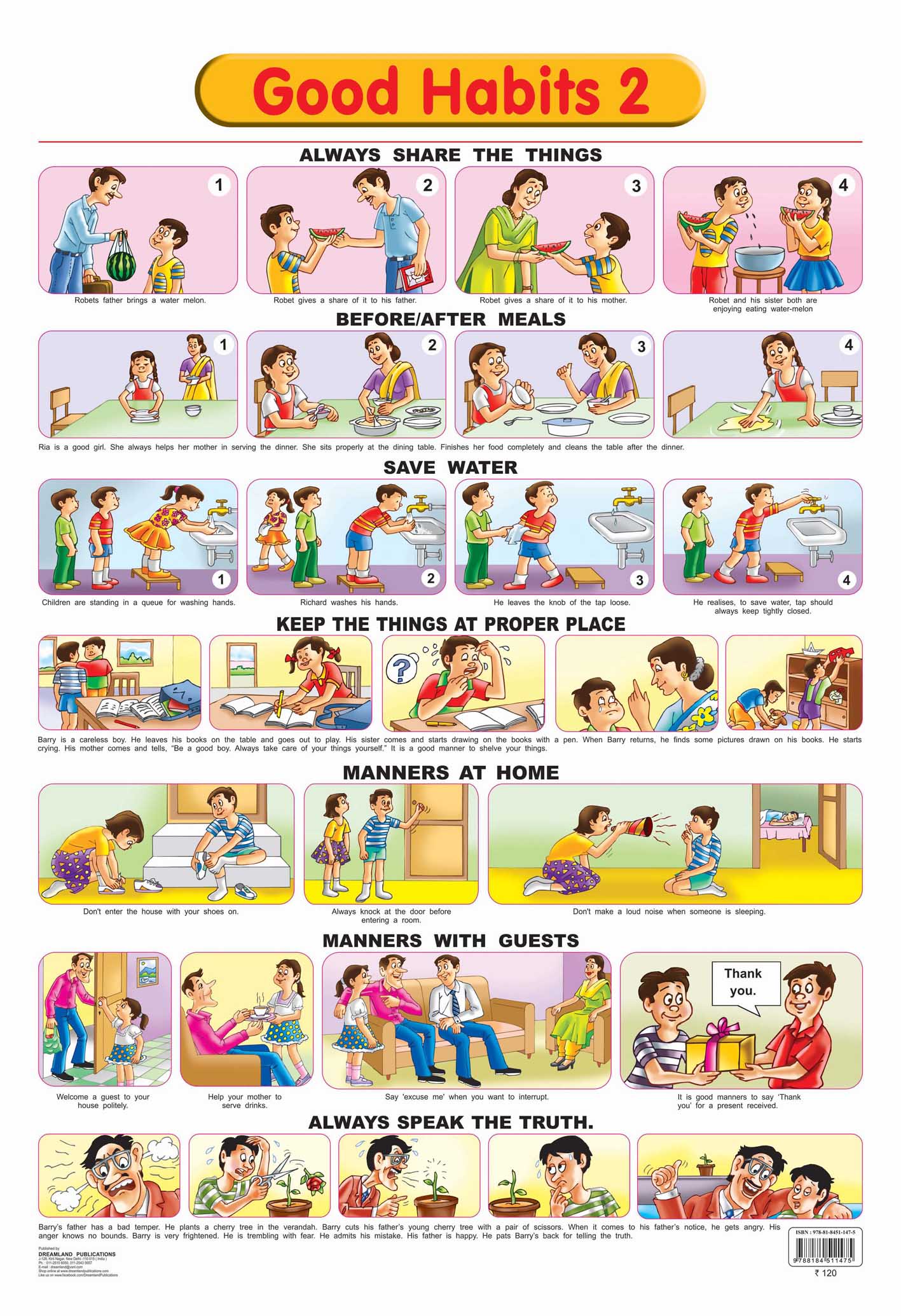 Dreamland Publications Educational Chart for Kids - Good Habits - 2 - Distacart