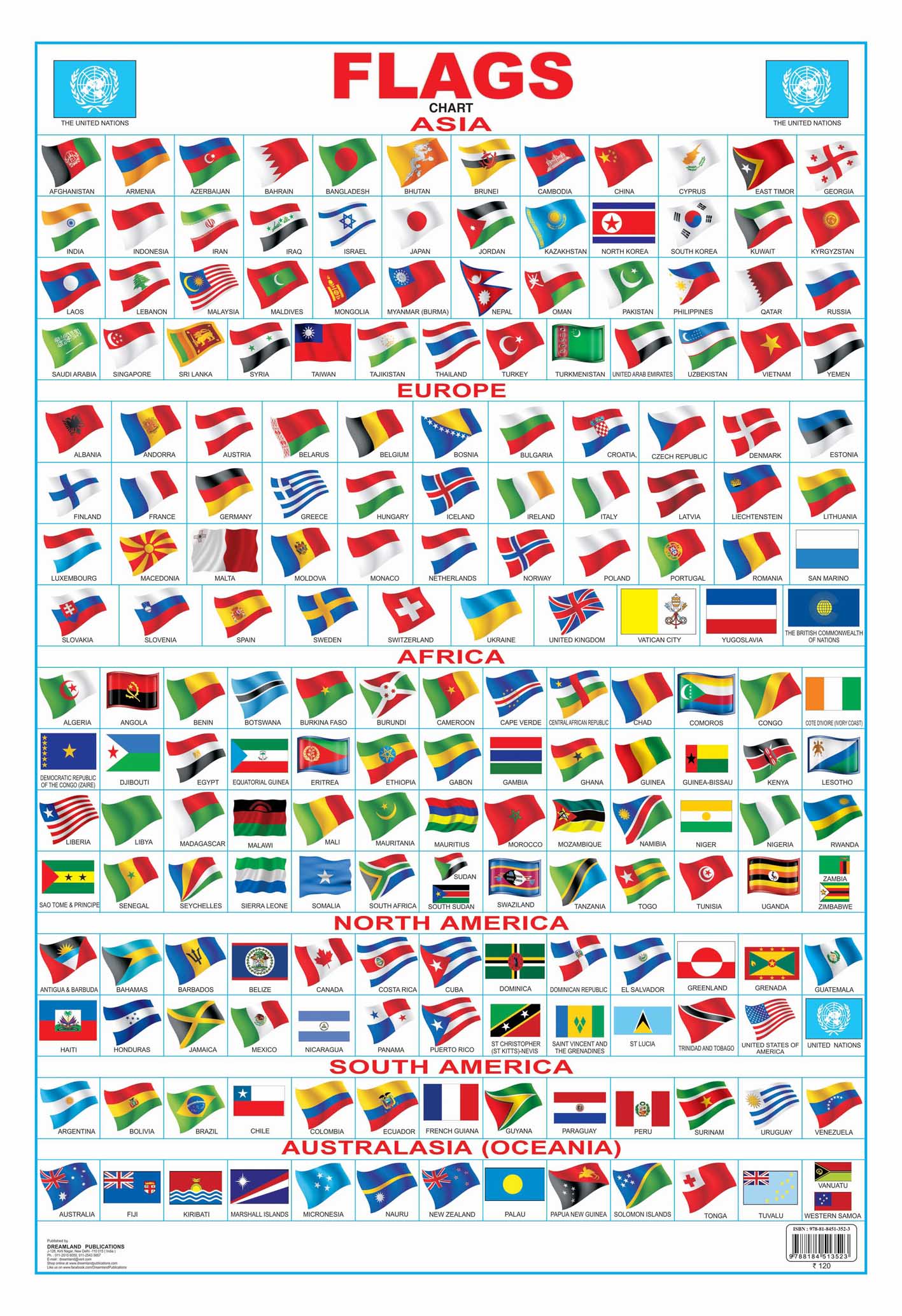 Dreamland Publications Flag Chart : Children Reference Educational Laminated Chart - Distacart
