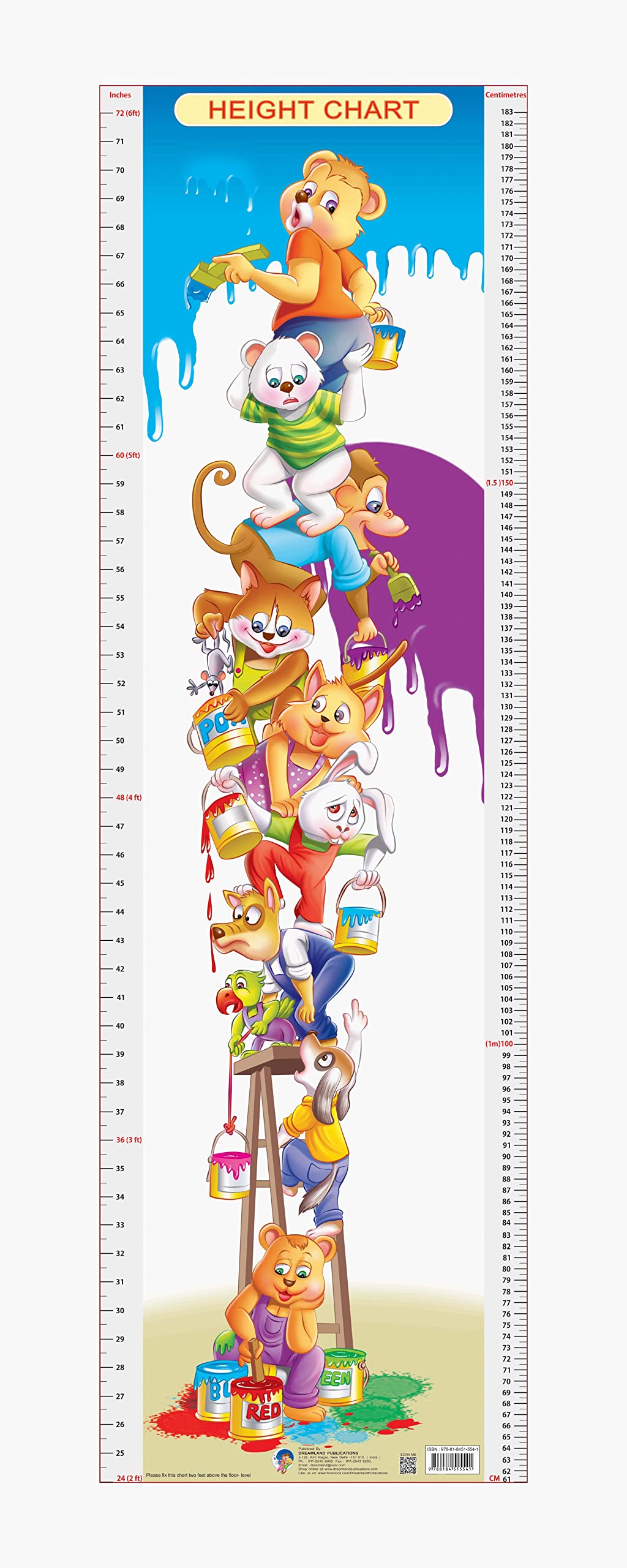Dreamland Publications Educational Chart for Kids - Height Chart - 4 - Distacart